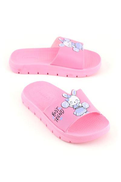 Gezer Kız Çocuk Yazlık Best Friend Bunny PU Rahat Taban Ev Banyo Havuz Plaj Terlik