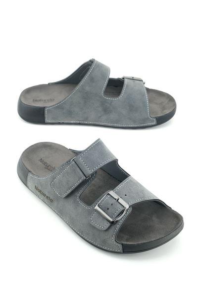 Gezer Naturela Comfort Erkek Yazl?k Rahat Taban Suni Deri Tek C?rt C?rtl? Tek Tokal? Ayarlanabilir Gnlk Terlik