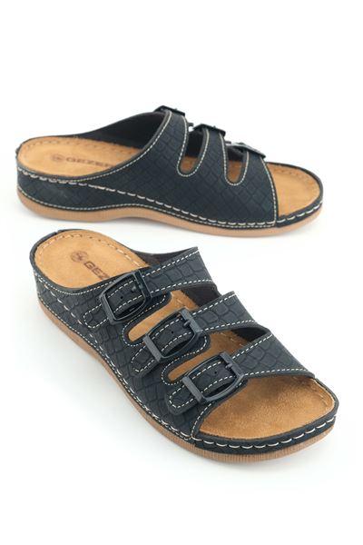 Gezer Kad?n Yazl?k Yüksek Topuk Mikrofiber Rahat Taban ?? Toka Ayarlanabilir Günlük Terlik